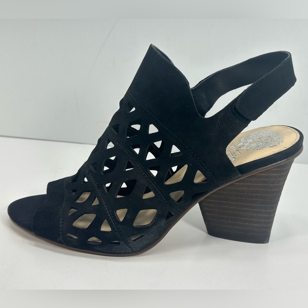 Vince Camuto VC Deverly Micro-Suede Leather Open Toe High-Heel Sandals